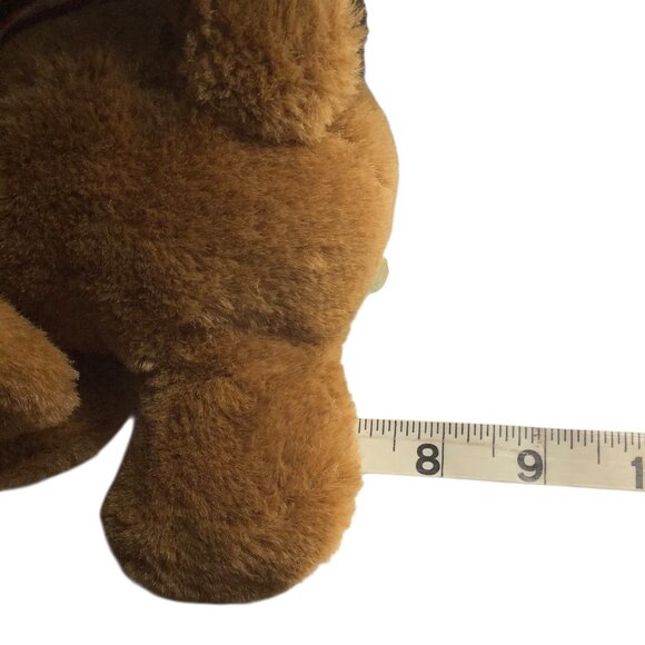 Vtg Dakin Plush Brown Sad Puppy Dog Stuffed Animal With Bow 7" Lying Down - Picture 5 of 5